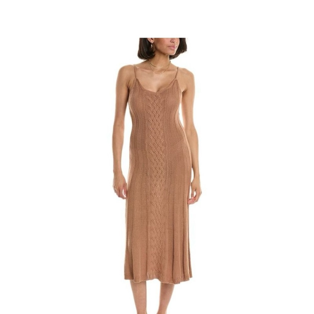 Equipment Femme Frida Dress Tan/Iced Coffeee Midi